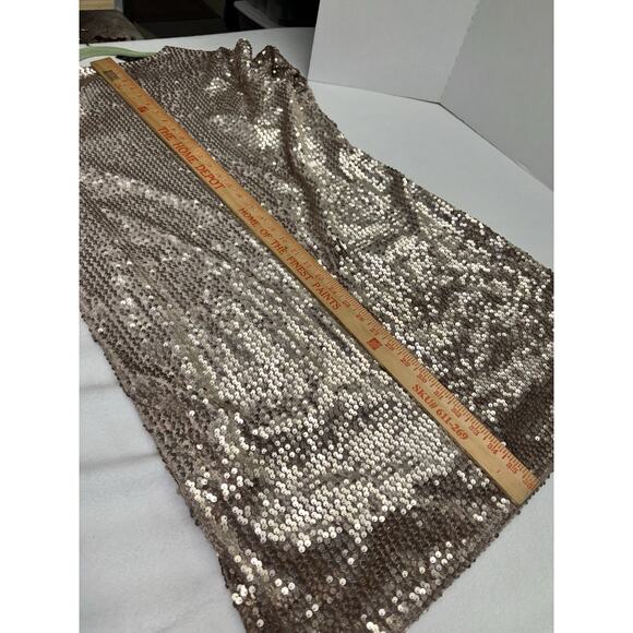 NEW Alfani Womens Allover Sequined Dress Lined Beige Size 12 3/4 Sleeve Back Zip - Picture 4 of 14